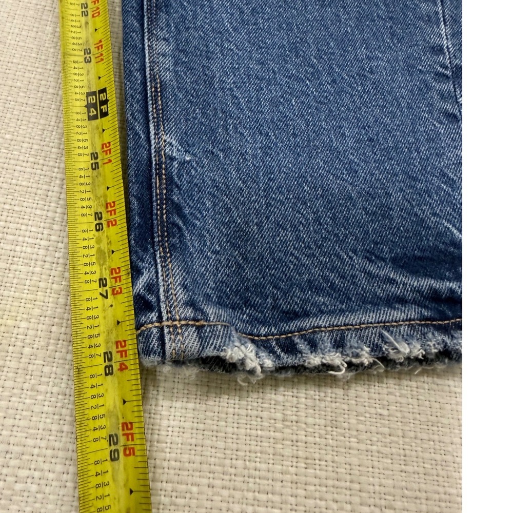 American Eagle Super High-Rise Straight Womens 2 Short Blue Frayed Hem NWT - Picture 3 of 9